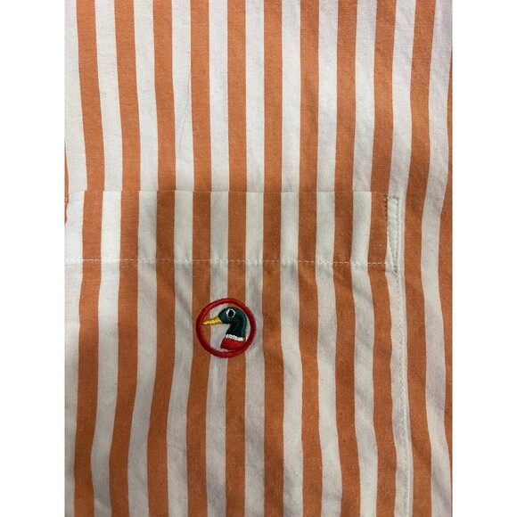 Vintage Duck Head Men's Orange Stripe Button Down Shirt Size XL (23" pit to pit) - Picture 3 of 10